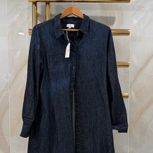 Dark Denim Button-Up Shirt Dress